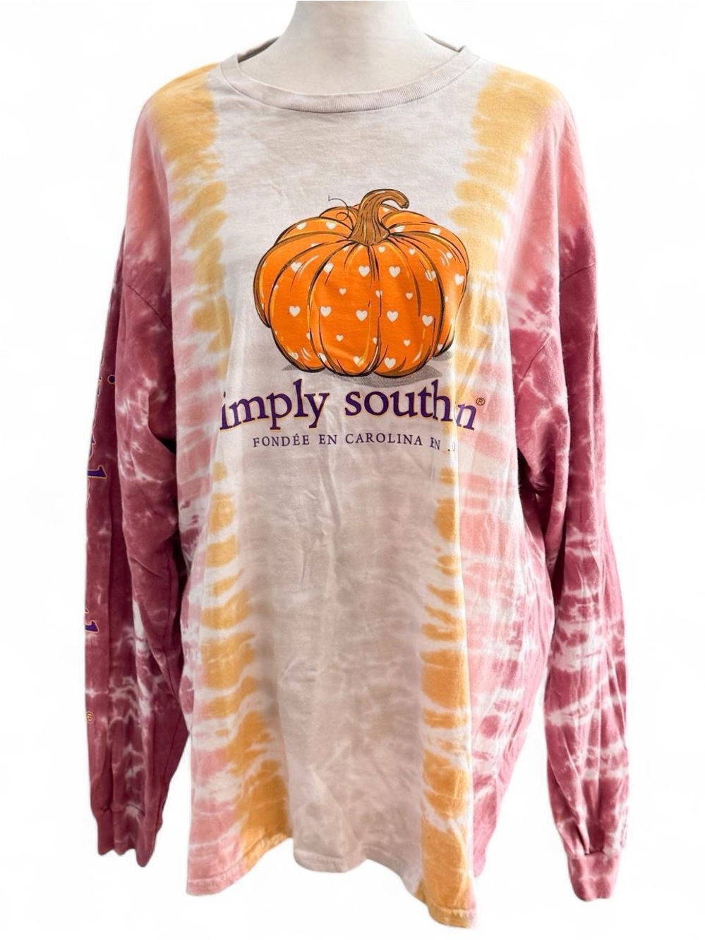 Simply Southern Tie Dye Halloween Long Sleeve Tee | Witch Dog & Pumpkin